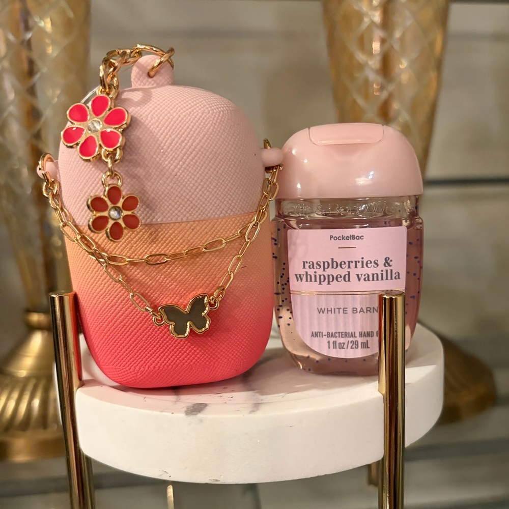 Bath & Body Works Pink Ombré PocketBac Holder with charms & Bac NWT Spring 2026